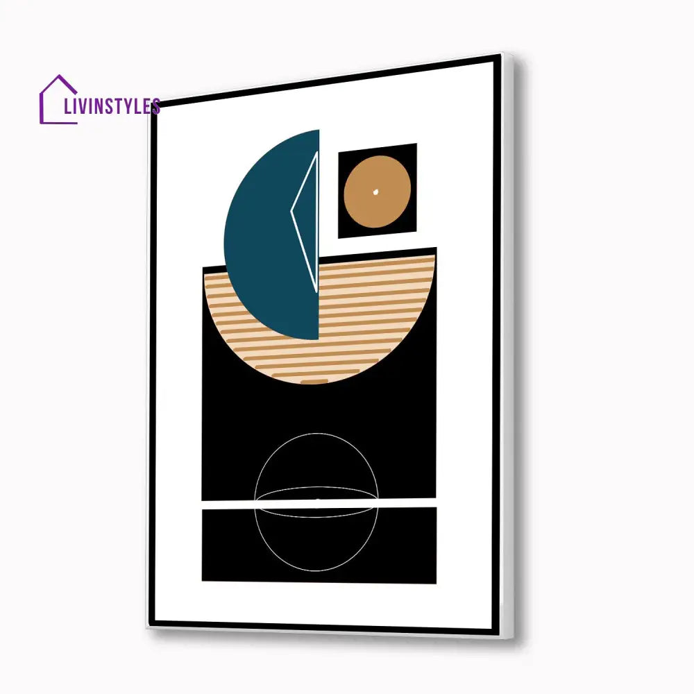 Modern Black And Blue Abstract Canvas Printed Wall Painting 16 X 20 Inch / White Floating Frame