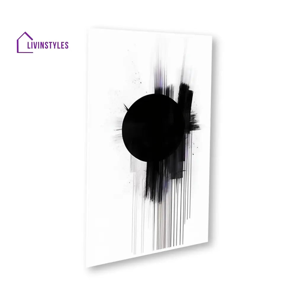 Modern Black Circle On Abstract Canvas Wall Painting