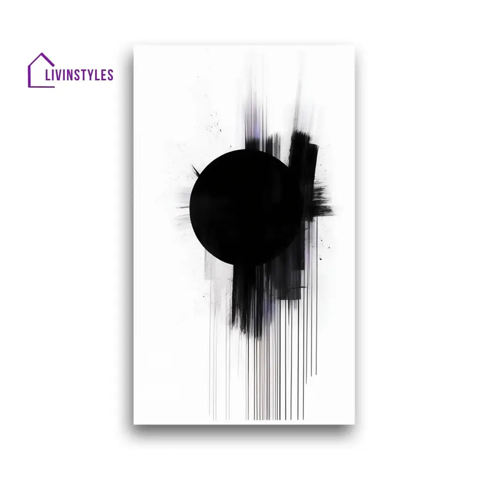 Modern Black Circle On Abstract Canvas Wall Painting