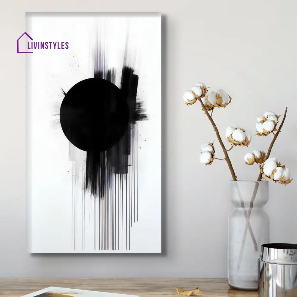 Modern Black Circle On Abstract Canvas Wall Painting