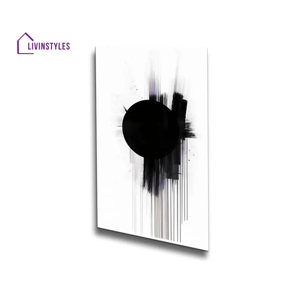 Modern Black Circle On Abstract Canvas Wall Painting