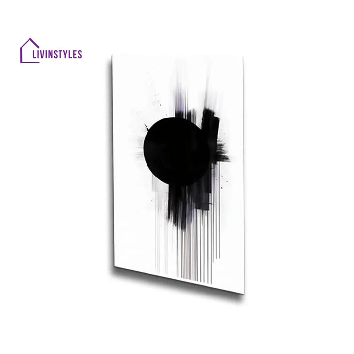 Modern Black Circle On Abstract Canvas Wall Painting