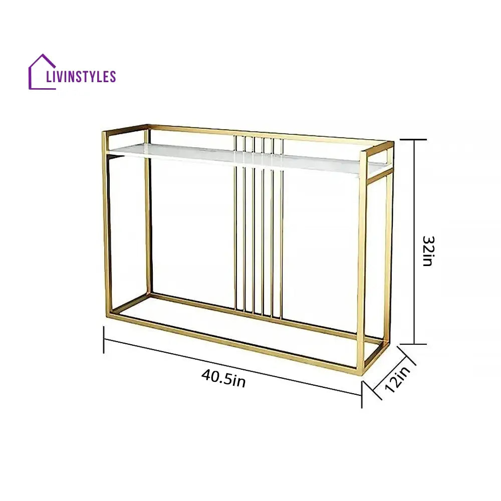 Modern Console Table In Sleek Golden Rods Design