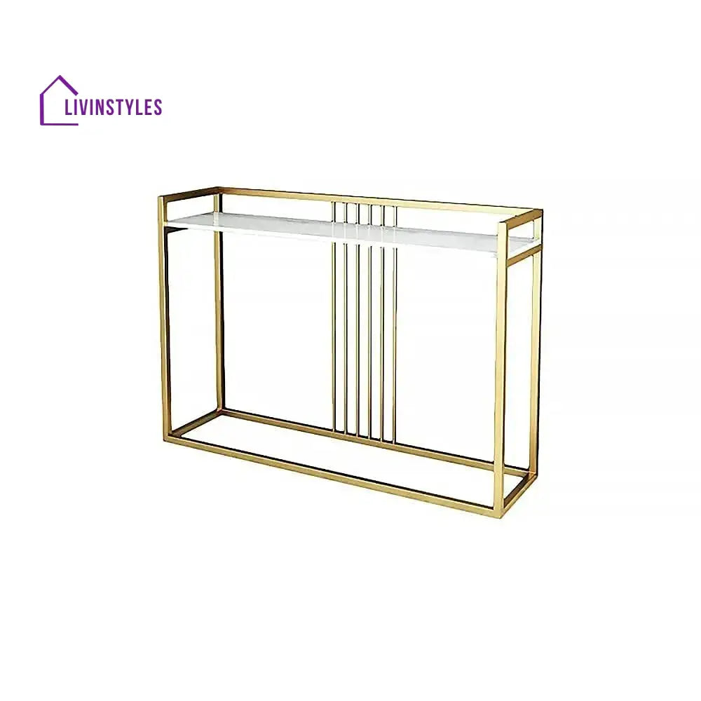 Modern Console Table In Sleek Golden Rods Design