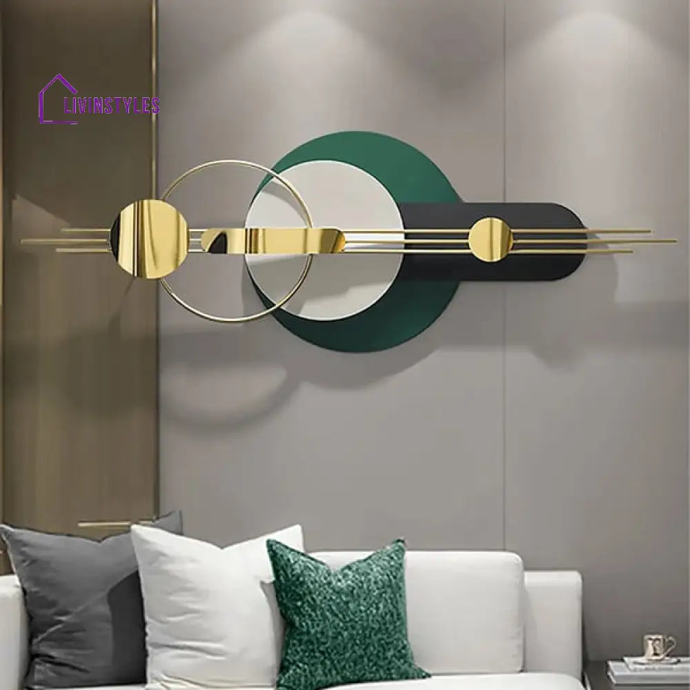 Modern Geometric Gold and Green Metal Wall Art