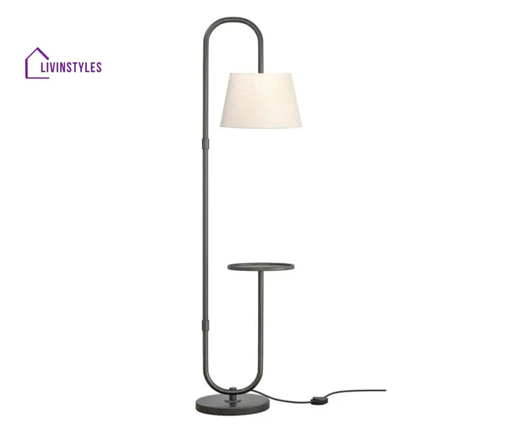 Modern Metal Curved Floor Lamp Standing With Table Shelf Lamps