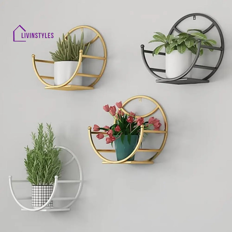 Modern Metal Wall Mounted Plant Stand Indoor Set Of 4 Stands