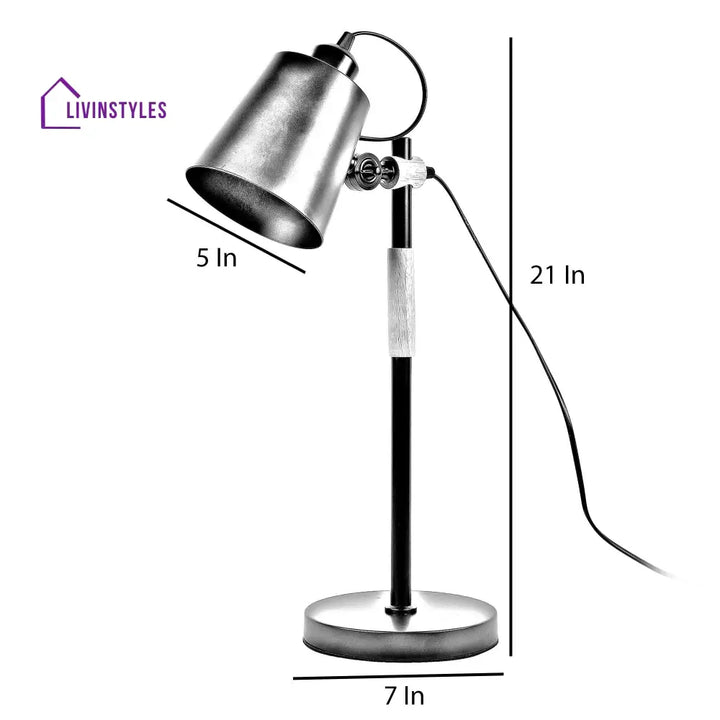 Modern Nordic Wood & Metal Study Lamp With Black Base By Ss Lightings Study