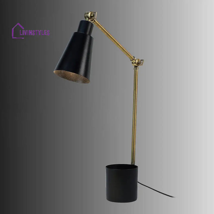 Modern Nordic Wood & Metal Study Lamp With Black Base By Ss Lightings Study