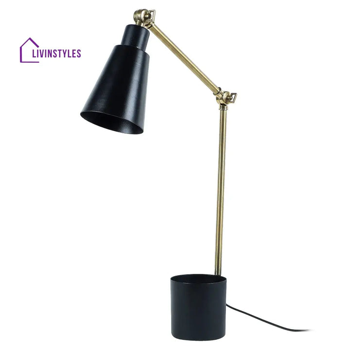 Modern Nordic Wood & Metal Study Lamp With Black Base By Ss Lightings Study