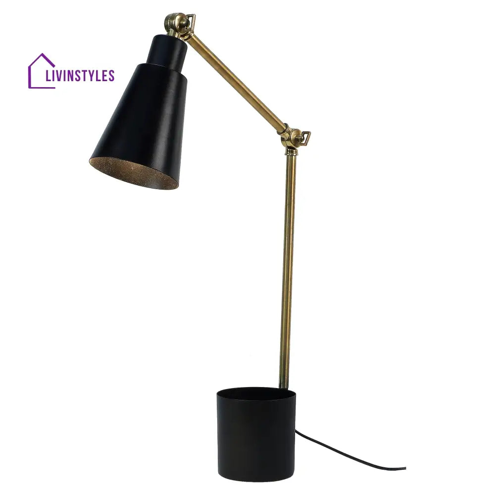 Modern Nordic Wood & Metal Study Lamp With Black Base By Ss Lightings Study