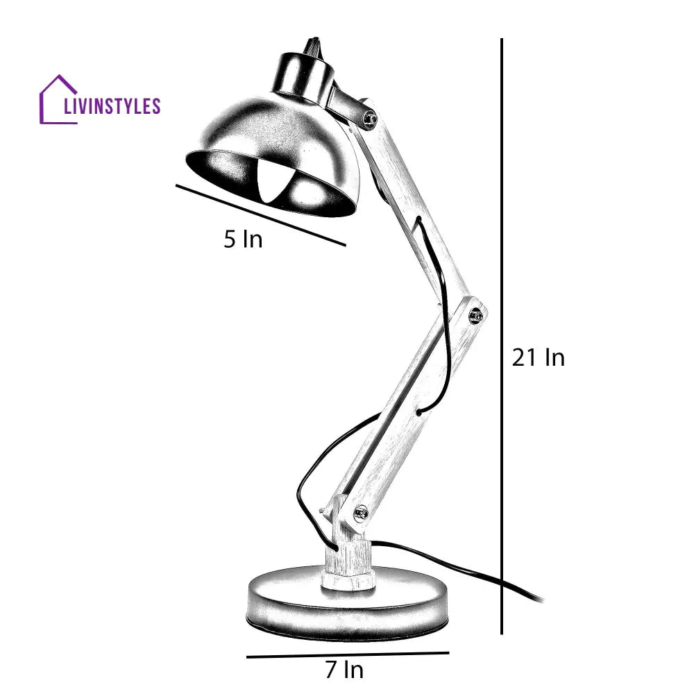 Modern Nordic Wood & Metal Study Lamp With Black Base By Ss Lightings Study