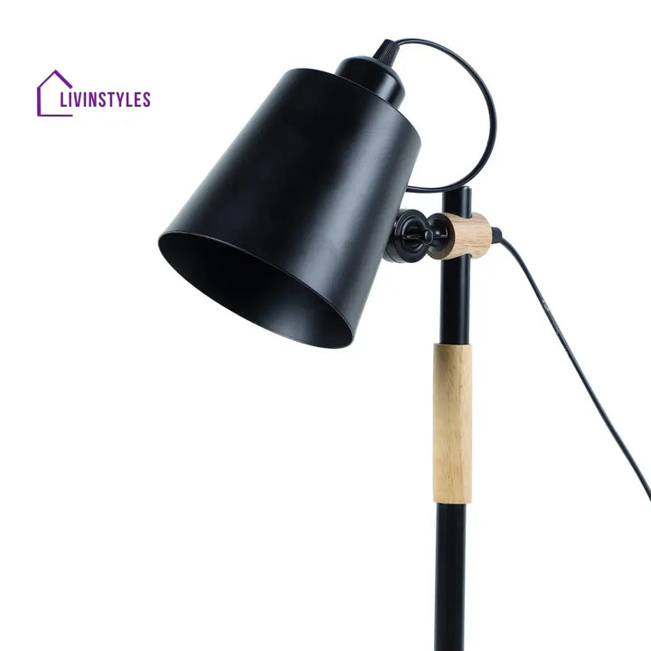 Modern Nordic Wood & Metal Study Lamp With Black Base By Ss Lightings Study