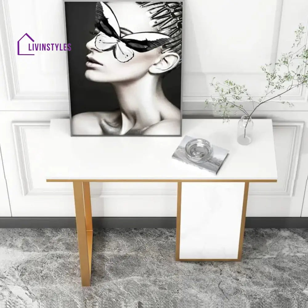 Modern Opulence White Marble Gold Console Table