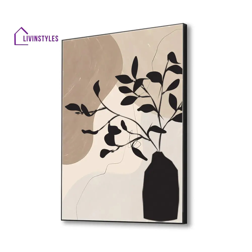 Modern Vase Canvas Wall Art Abstract Painting 16 X 20 Inch / Black Floating Frame