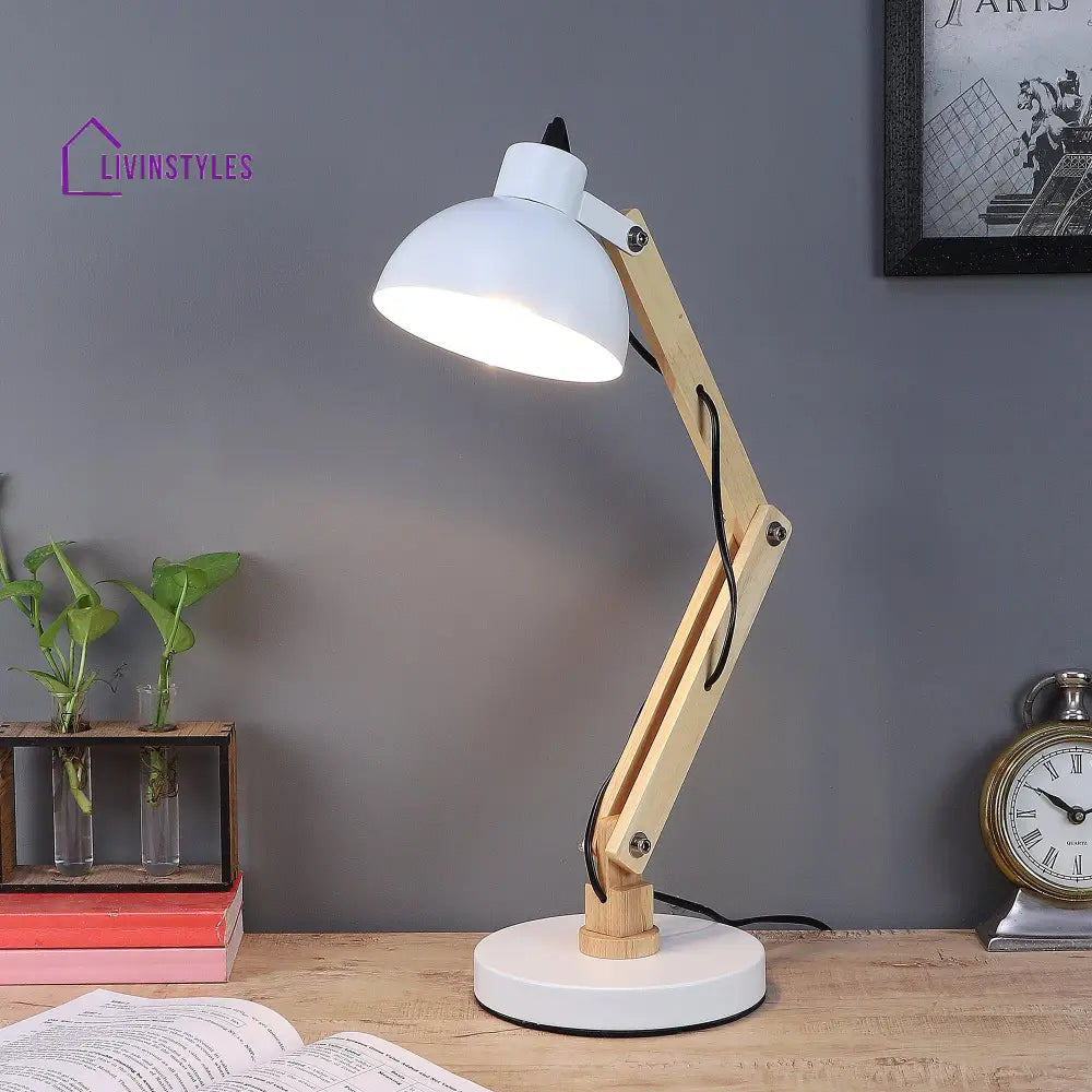 Modern White Study Lamp With Metal Base By Ss Lightings Study