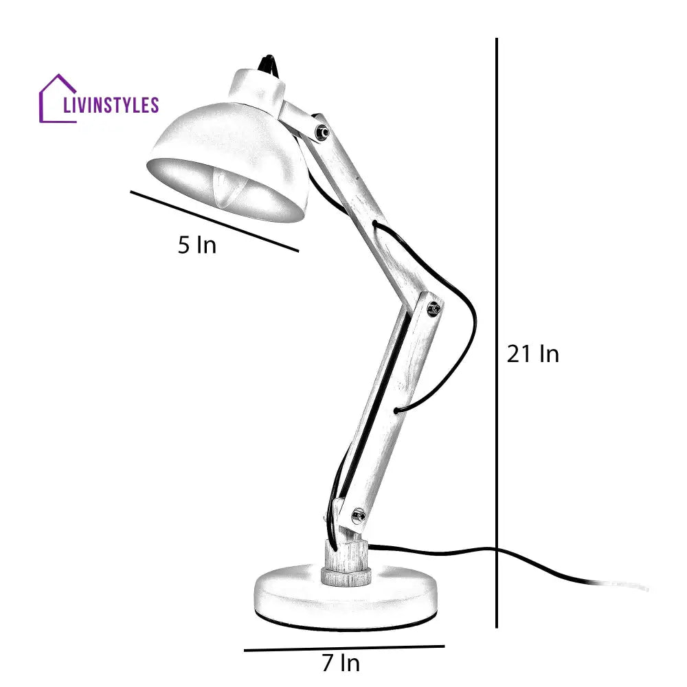 Modern White Study Lamp With Metal Base By Ss Lightings Study