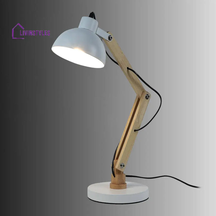 Modern White Study Lamp With Metal Base By Ss Lightings Study