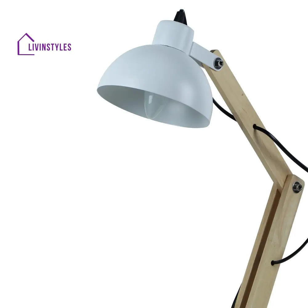 Modern White Study Lamp With Metal Base By Ss Lightings Study