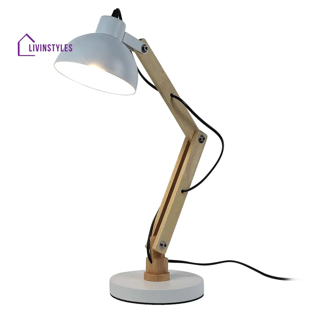 Modern White Study Lamp With Metal Base By Ss Lightings Study