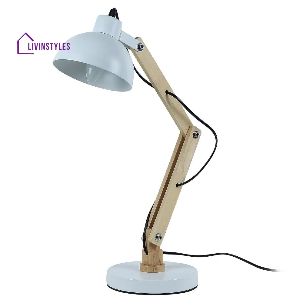 Modern White Study Lamp With Metal Base By Ss Lightings Study