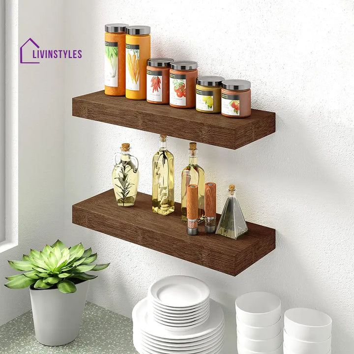 Modern Wood Floating Shelves for Kitchen Bathrooom (Set of 3)