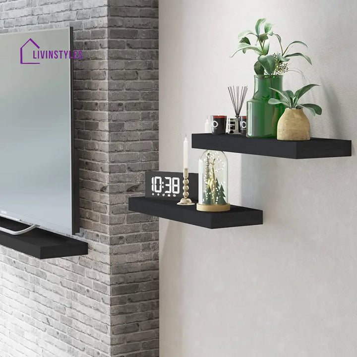 Modern Wood Floating Shelves for Kitchen Bathrooom (Set of 3)