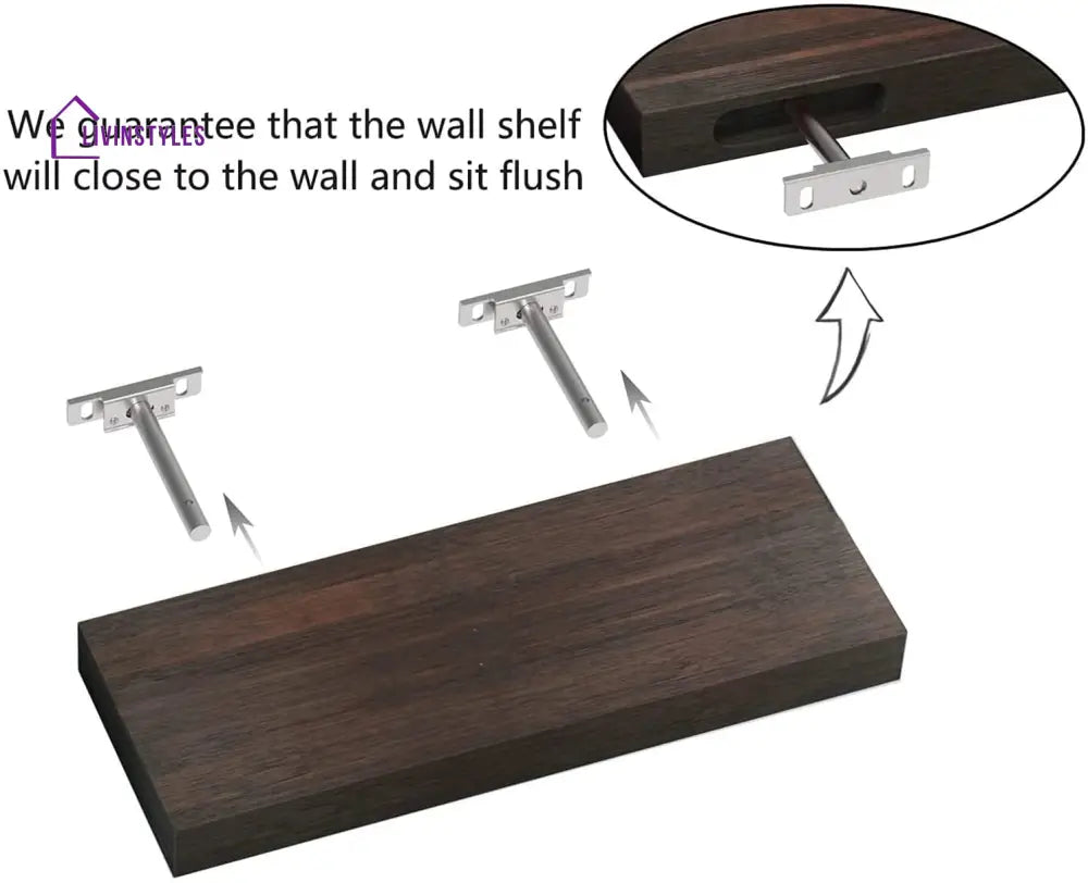 Modern Wood Floating Shelves for Kitchen Bathrooom (Set of 3)