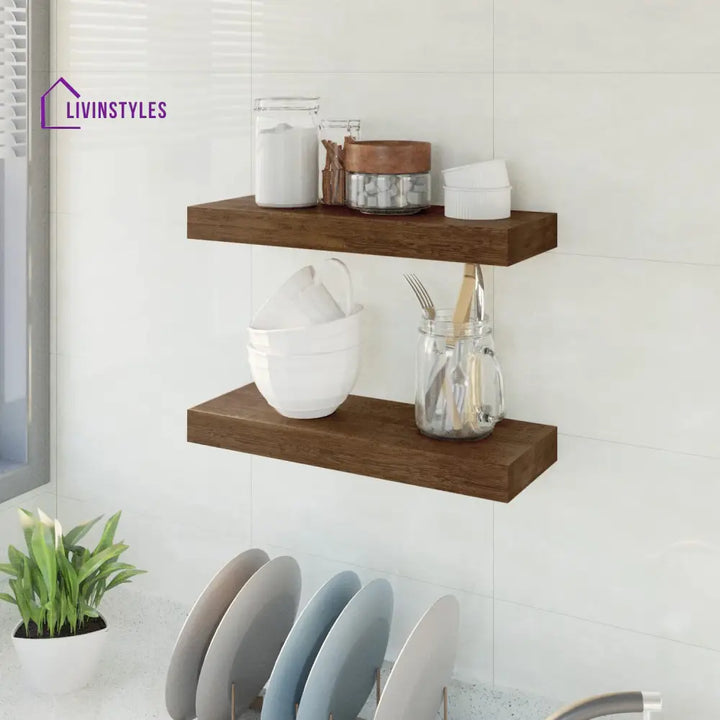 Modern Wood Floating Shelves for Kitchen Bathrooom (Set of 3)