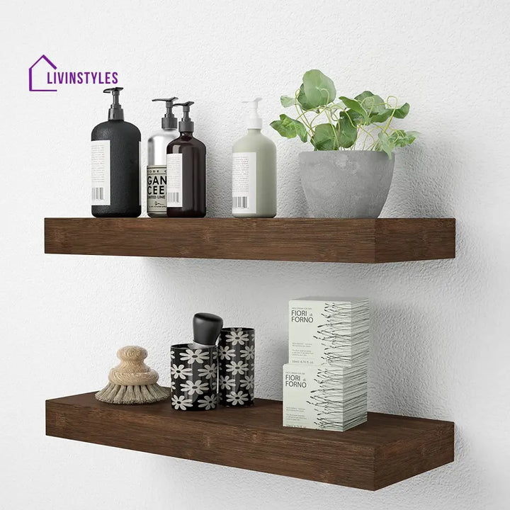 Modern Wood Floating Shelves for Kitchen Bathrooom (Set of 3)