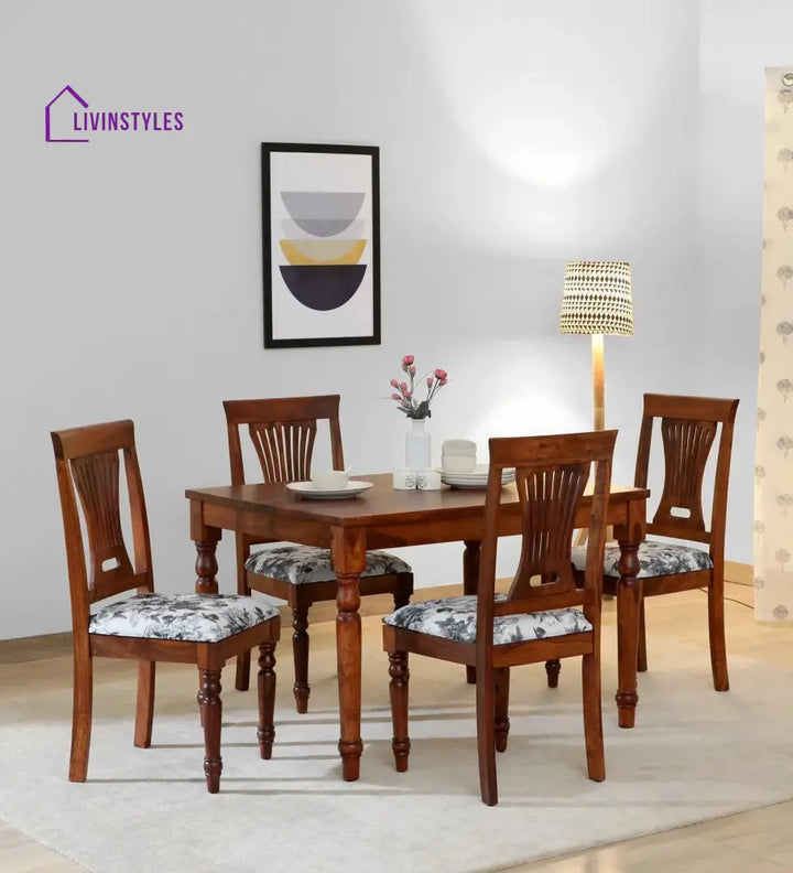 Modest Sheesham Wood 4 Seater Dining Set In Honey Finish Dining Set