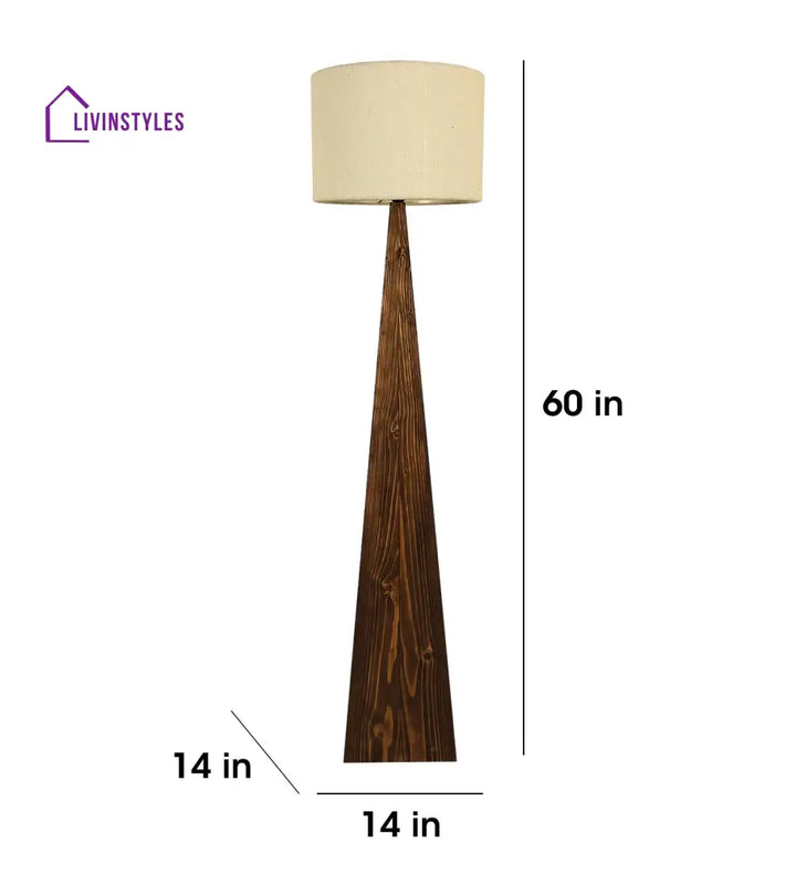 Monolith Wooden Floor Lamp With Brown Base And Jute Fabric Lampshade Lamps