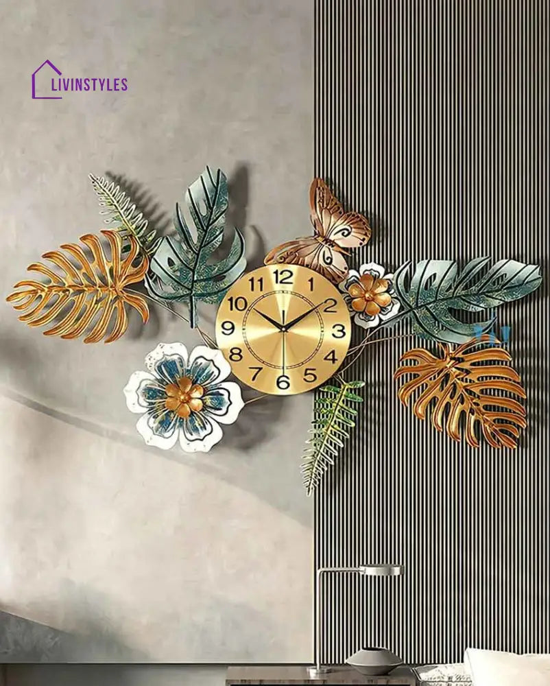 Morari Leaf Metal Wall Clock