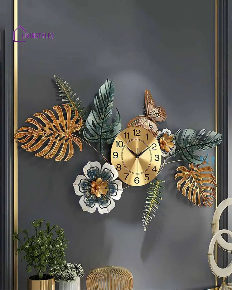 Morari Leaf Metal Wall Clock