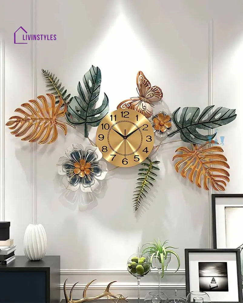 Morari Leaf Metal Wall Clock