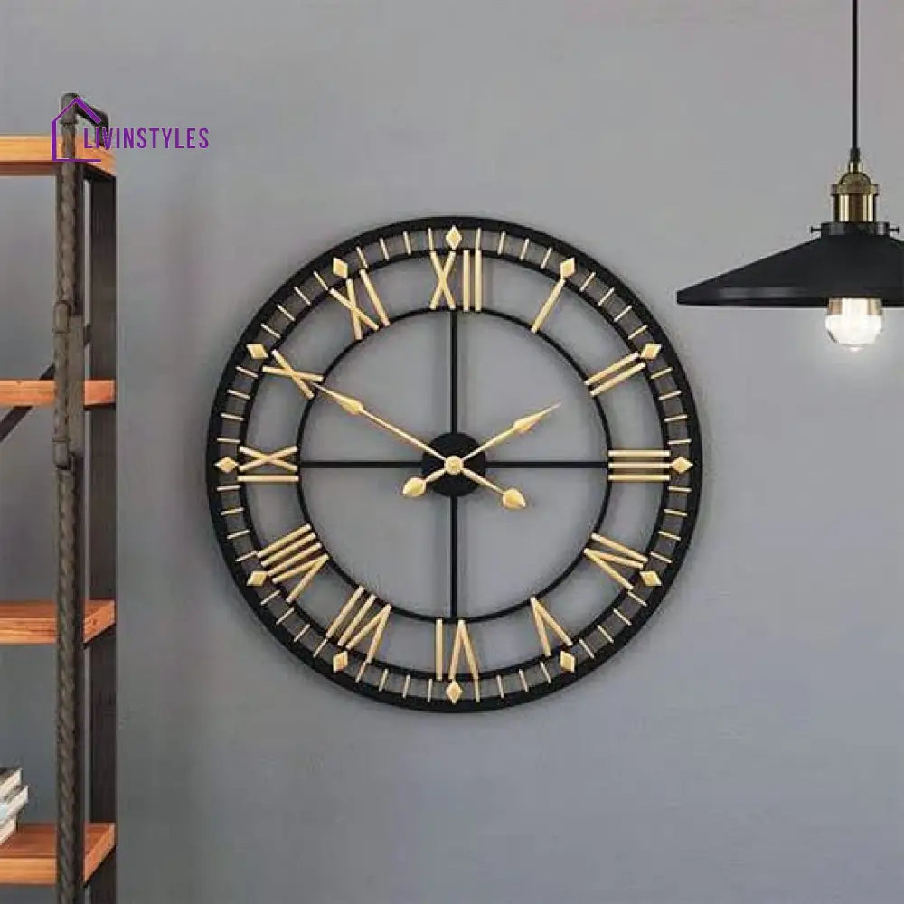 Morse Black And Metal Analogue Wall Clock