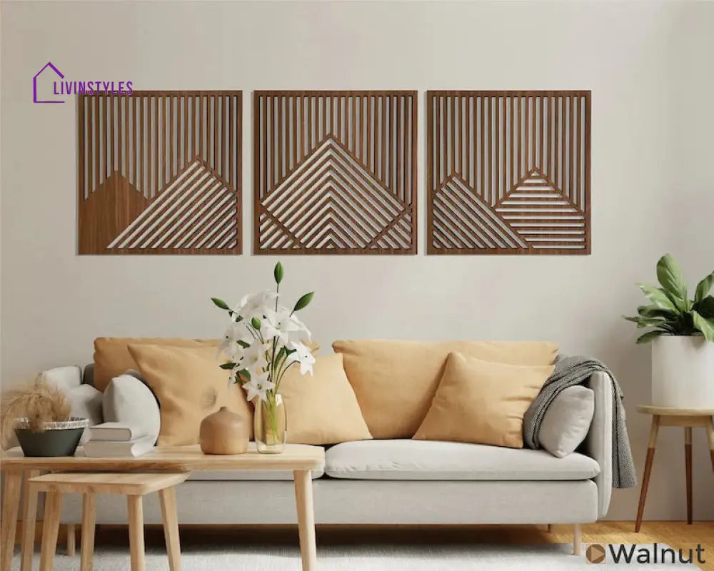 Mountain geometric wooden wall art