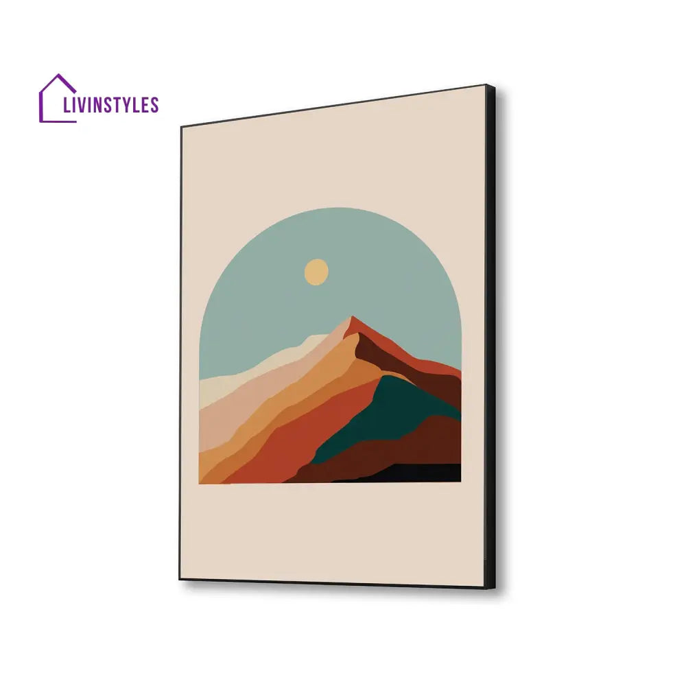 Mountain Landscape Canvas Wall Art Print Painting 16 X 20 Inch / Black Floating Frame