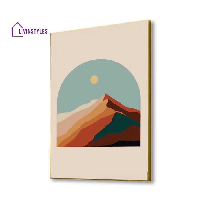 Mountain Landscape Canvas Wall Art Print Painting 16 X 20 Inch / Gold Floating Frame