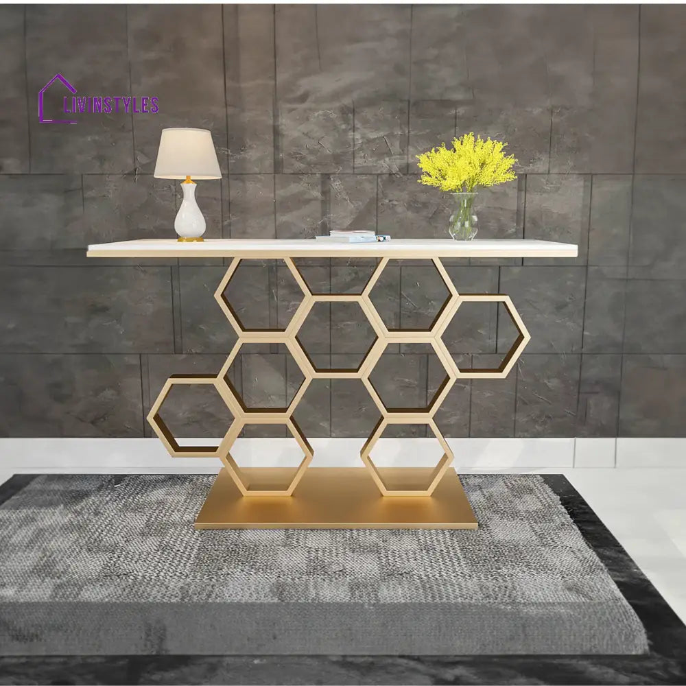 Mukti Metal Console Table - Gold