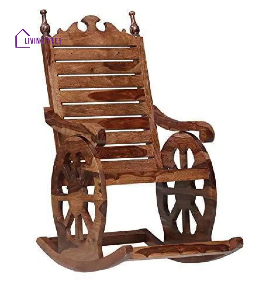 Mukund Solid Wood Rocking Chair In Rustic Teak Finish