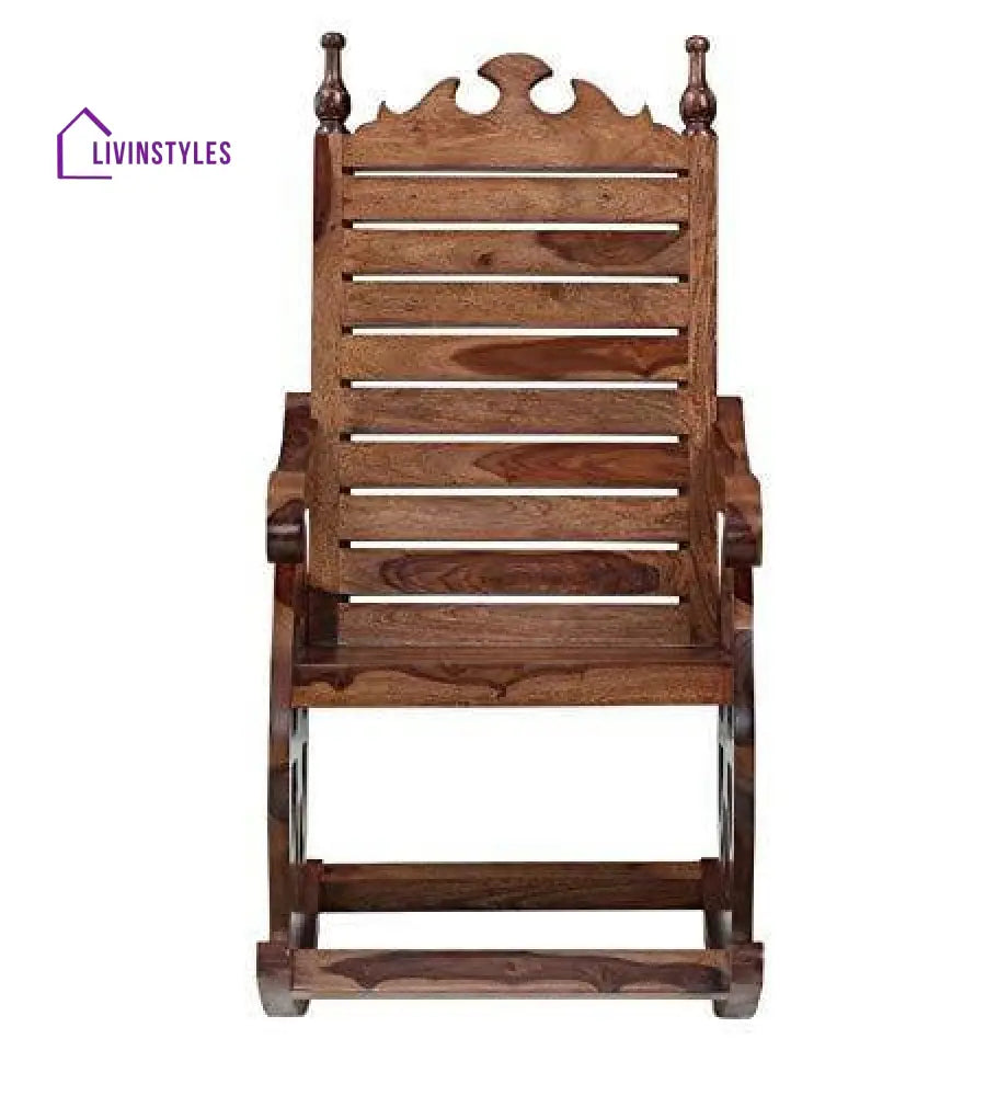 Mukund Solid Wood Rocking Chair In Rustic Teak Finish