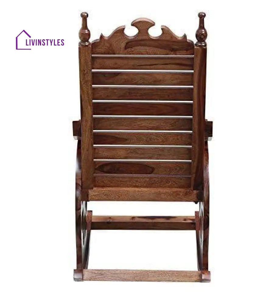 Mukund Solid Wood Rocking Chair In Rustic Teak Finish