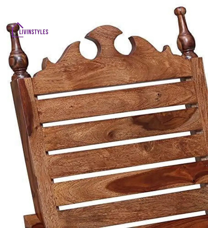 Mukund Solid Wood Rocking Chair In Rustic Teak Finish