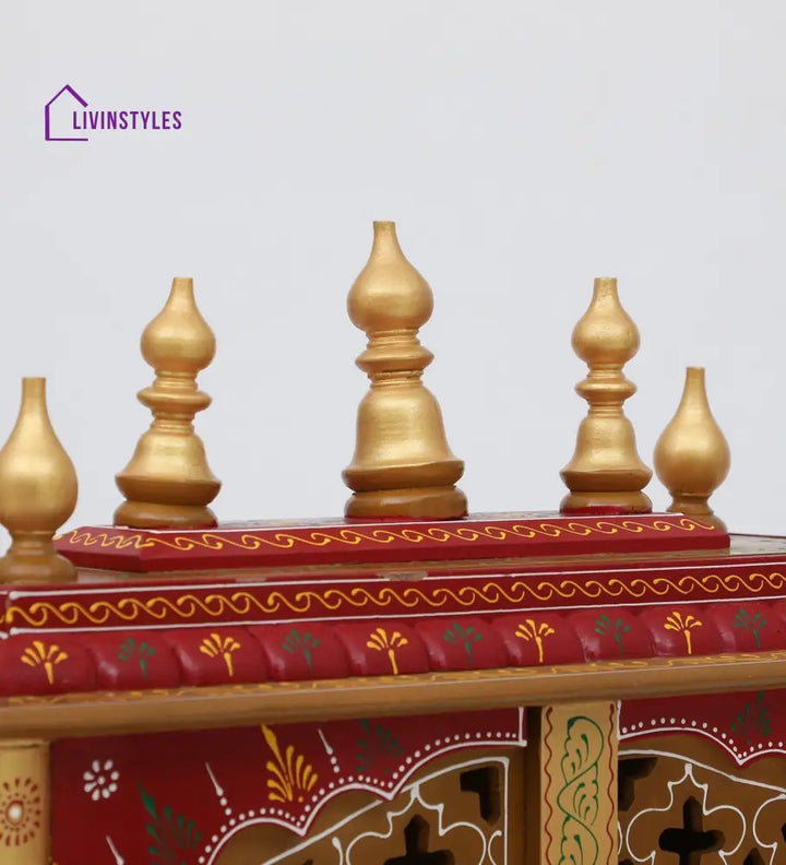 Multicolor Sheesham Wood & MDF Pooja Mandir With Door, - Ouch Cart 