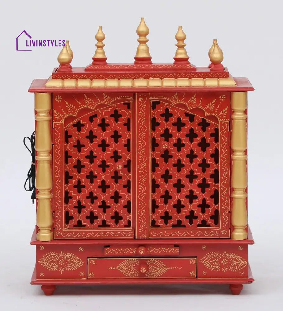 Multicolor Sheesham Wood & MDF Pooja Mandir With Door, - Ouch Cart 