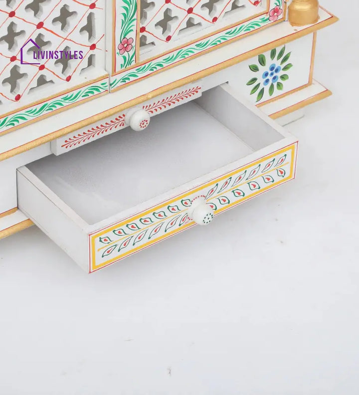 Multicolor Sheesham Wood & MDF Pooja Mandir With Door, - Ouch Cart 