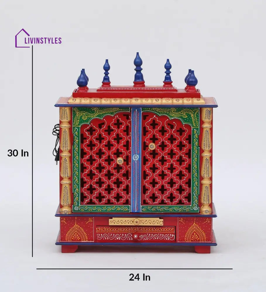 Multicolor Sheesham Wood & MDF Pooja Mandir With Door, - Ouch Cart 