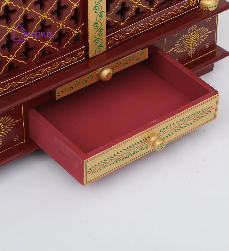 Multicolor Sheesham Wood & MDF Pooja Mandir With Door, - Ouch Cart 