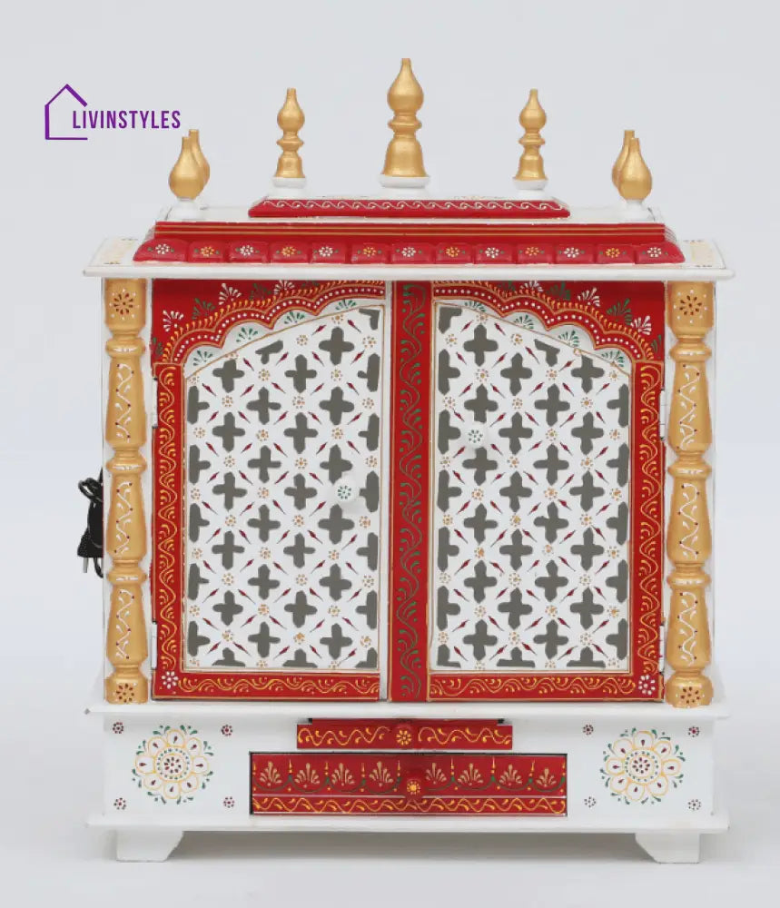 Multicolor Sheesham Wood & MDF Pooja Mandir With Door, - Ouch Cart 